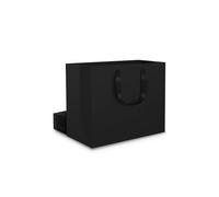 EUSOAR Bolsas Papel Negro - 250gsm Negras Bolsitas Regalo 10 Piezas - S 22x10x18cm Bolsas de Papel con Asas - Bolsa Envolver Regalo Pequeñas - Negro Gift Bags Compras Fiesta