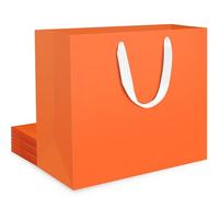 EUSOAR Bolsas Regalo con Asas - 10 Unidades Naranjas Bolsas de Papel Grandes - L 32x11.5x28cm 230GSM Bolsitas Regalo Naranjas - Gift Bags para Party y Envase Fiestas