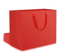 EUSOAR Bolsas Regalo Rojo - 10 Piezas Sobres de Papel con Asas - 230GSM Gift Bags para Cumpleaños - M 27x8x21cm Median Bolsa Papel para Fiesta - Rojas Sobre Regalos Boda Shopper