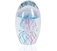 EUSTUMA Adorno de estatuilla de Medusas de Vidrio soplado a Mano, pisapapeles de Vidrio,colección de Animales Marinos para Regalo de cumpleaños, (Medusa Azul Rosa)