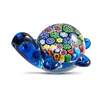 EUSTUMA Figura de tortuga marina de vidrio soplado a mano, adorno de animales marinos para decoración del hogar, colección de animales marinos para regalo de cumpleaños, escultura de tortuga de