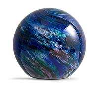 EUSTUMA Figura de vidrio soplado a mano, bola de planeta, pisapapeles, decoración del hogar y oficina, coleccionable, amantes del espacio exterior. Transparente, azul