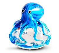 EUSTUMA Figura decorativa de pulpo de vidrio soplado a mano, adorno de animales marinos para acuario de pecera, colección de animales marinos para regalo de cumpleaños, pisapapeles de cristal para