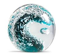 EUSTUMA - Figuras de vidrio soplado a mano - Olas del océano - Pisapapeles - Bola de vidrio - Decoración para el hogar y la oficina - Objeto de colección - Decoración de acuario