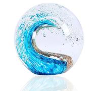 EUSTUMA Figuras de vidrio soplado a mano, olas del océano, vidrio pisapapeles de oficina para escritorio, decoración del hogar coleccionable, decoración de acuario, decoración de oficina, amantes del