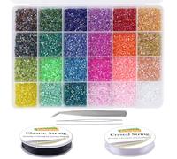 EuTengHao 14400 piezas de cuentas de tubo, cuentas de semillas de vidrio de corneta, pequeñas cuentas espaciadoras para manualidades, pulseras, collares, fabricación de joyas 3 mm, 600 por color