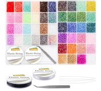 EuTengHao 16800pcs Tubo de Cuentas de Cristal Bugle Granos de la semilla Pequeñas cuentas de artesanía para la joyería de bricolaje haciendo suministros (3 mm, 350 por color, 48 colores)
