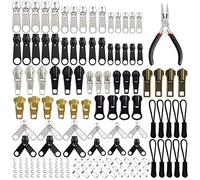 EuTengHao 169 piezas Kit de reparación de cremallera, kit de reparación de tirador de cremallera de repuesto con alicates de instalación con cremallera y tiradores de extensión de cremallera para ropa