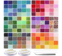 EuTengHao 57600 cuentas de cristal de 2 mm para manualidades, pulseras, collares, manualidades, suministros de fabricación de joyas, con cierre de langosta y cuerdas elásticas (144 colores, 400