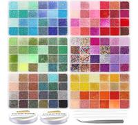 EuTengHao 57600pcs 2mm Granos de la semilla pequeños granos para DIY pulsera collares artesanía joyería haciendo suministros con Jump Ring langosta broche elástico cuerdas