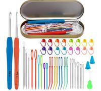 EuTengHao 65Pcs Surtido de agujas de hilo Set, Bent Tapestry Aguja Big Eye Blunt Agujas de Tejer Agujas de zurcir Ganchillo Hooks con marcadores de puntada con caja de almacenamiento para