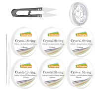 EuTengHao 7 Rollos de cordón elástico para Pulseras 0.4mm/0.5mm/0.6mm/0.7mm/0.8mm/1mm Crystal Stretchy Elastic Bead String con Agujas y Tijeras para Hacer Pulseras de joyería Beading Suministros