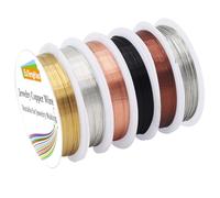 EuTengHao Alambre de cobre de 6 colores para joyería, alambre de cuentas para pulseras, collares, suministros de fabricación de joyas (66 yardas, calibre 24)