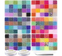 EuTengHao Cuentas de cristal para manualidades, de varios tamaños, para la fabricación de joyas, con agujas para ensartar y cordones elásticos (144 colores, 2 mm, 3 mm y 4 mm)