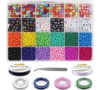 EuTengHao - Juego de 4027 cuentas de semilla para hacer pulseras de joyería con dos cuentas transparentes de 0,8 mm, cuentas de semillas de cristal de 4 mm, cuentas de letras del alfabeto A-Z