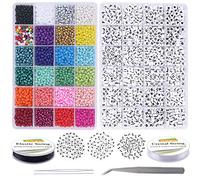 EuTengHao Juego de 6810 cuentas pequeñas de cristal y letras para hacer pulseras de joyería con cadena de 0,8 mm, cuentas de semillas de cristal de 4 mm