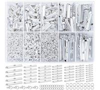 EuTengHao Kit de cierre deslizante, tubo de cuentas, extremos de cordón deslizante, barra de extremo de tubo deslizante con cierre de langosta, extensor de cadena, kit de búsqueda de joyas para