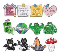 EuTengHao Lindo y Divertido Alfiler de Esmalte para Solapa Juego de Alfileres de Broche para Ropa Bolsos Chaquetas Accesorios DIY Manualidades (12Pzs/Mix Colores)