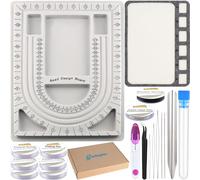 EuTengHao Tableros de diseño de cuentas con cuchara, tapete suave y estable para abalorios, bandeja organizadora de agujas para joyas, manualidades, pulseras, collares, suministros de manualidades