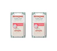 Euthymol Hilo dental rosa, 50 m x 2, revestimiento de cera vegana, sabor menta, hilo dental ancho para aparatos ortopédicos, puentes e implantes, blanqueamiento y prevención de manchas, removedor de