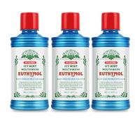 Euthymol Mouthwash Icy Mint 500ml X3, Con Flúor, Sin Alcohol, Sabor Intenso, Reduce la Placa, Limpia Dientes y Encías, Aliento Fresco, Cuidado Oral Diario