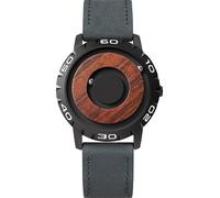 EUTOUR Reloj de Madera para Hombre Magnetico Cuarzo Sin Vidrio Rodamiento de Bolas Relojes de Pulsera para Hombres con Correa en Cuero Azul