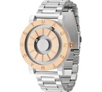 EUTOUR Reloj Hombre Relojes Magnetico Designer Cuarzo Sin Vidrio Rodamiento de Bolas Relojes de Pulsera para Hombres con Correa de Acero Inoxidable Plateado 40mm