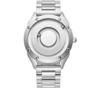 EUTOUR Reloj Hombre Relojes para Parejas Magnetico Designer Cuarzo Sin Vidrio Rodamiento de Bolas Relojes de Pulsera para Hombres con Correa de Acero Inoxidable Plateado