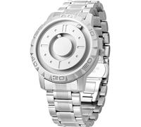 EUTOUR Reloj Magnetico Hombre Cuarzo Sin Vidrio Rodamiento de Bolas Relojes de Pulsera para Hombres con Correa de Acero Inoxidable Plateado