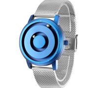 EUTOUR Reloj Magnetico Hombre Cuarzo Sin Vidrio Rodamiento de Bolas Relojes de Pulsera para Hombres con Correa de Acero Inoxidable Azul