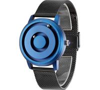 EUTOUR Reloj Magnetico Hombre Cuarzo Sin Vidrio Rodamiento de Bolas Relojes de Pulsera para Hombres con Correa de Acero Inoxidable Azul