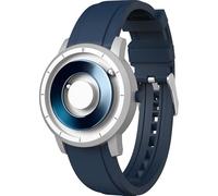EUTOUR Relojes para Hombre de Bolas Magnéticas, Espejo Esfera de 40mm, 5ATM Impermeable, Reloj Analógico de Cuarzo con Correa de Silicona, Azul y Plata