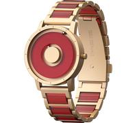 EUTOUR Relojes para Mujer de Bolas Magnéticas, Esfera Circular Única 36MM, 3ATM Impermeable, Reloj Analógico de Cuarzo con Correa de Acero, Bicolor Oro y Rojo