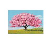 EUUMKOO Lienzo decorativo para pared con diseño de árbol de cerezo, campos coloridos, pintura rústica sobre lienzo, póster decorativo para el hogar, sala de estar, dormitorio, decoración de pared, 60