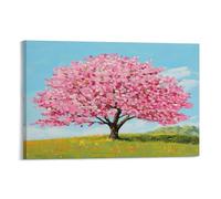 EUUMKOO Lienzo decorativo para pared con diseño de árbol de cerezo, campos coloridos, pintura rústica sobre lienzo, póster decorativo para el hogar, sala de estar, dormitorio, decoración de pared, 60