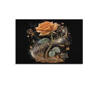 EUUMKOO Lienzo decorativo para pared con diseño de rosas de fantasía, nota musical, cuadro de flores sobre lienzo, póster impreso, decoración para el hogar, sala de estar, dormitorio, decoración de