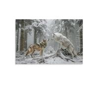 EUUMKOO Lienzo decorativo para pared con escena de vida silvestre nevada, lobos campestres, pintura sobre lienzo, póster decorativo para el hogar, sala de estar, dormitorio, decoración de pared, sin