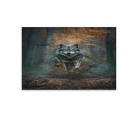 EUUMKOO Lienzo decorativo para pared, diseño de lobo de bosque otoñal, paisaje de naturaleza salvaje, pintura sobre lienzo, póster impreso, decoración para el hogar, sala de estar, dormitorio