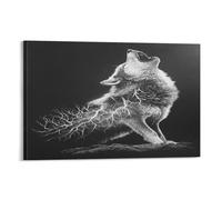 EUUMKOO Lienzo decorativo para pared, diseño de lobo de fantasía, pintura de animales aullando sobre lienzo, impresión de póster para decoración del hogar, sala de estar, dormitorio, marco de