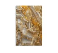 EUUMKOO Lienzo geométrico hexagonal para pared, colorido cuadro retro sobre lienzo, impresión de póster decorativo para el hogar, sala de estar, dormitorio, decoración de pared, sin marco, 60 x 90 cm