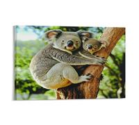 EUUMKOO Lienzo moderno de koala, arte de pared, rama de animales salvajes, pintura rústica sobre lienzo, impresión de póster decorativo para el hogar, sala de estar, dormitorio, marco de decoración de