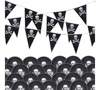 Euvoym 12 globos de decoración de fiesta pirata, globos Jolly Roger, con bandera de Jolly Roger, banderas de pirata, para fiestas de Halloween, fiestas piratas, decoración al aire libre
