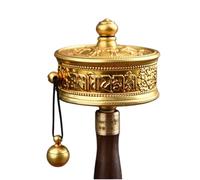 EUXHTYWP Rueda de oración tibetana, rueda manual cobre con seis caracteres budistas tibetanos, escrituras Buda premium, dispositivo Dharma tibetano