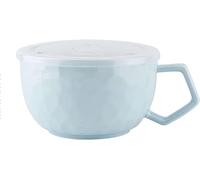 EUXHTYWP Tazones for sopa con asas, tazón de instantánea porcelana color sólido tapa y asa, for ramen, for cereales, rosa, 1000 ml/3(Blu)