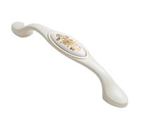 EUXHTYWP Tirador de cerámica for decoración, tiradores arco, puertas gabinete, for muebles, perilla blanca, aparador, paquete 2(Hole Pitch)