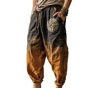 EUxrbanime Pantalones Viking para Hombre Pantalones Informales de Jogging con cordón y Estampado étnico de la mitología nórdica