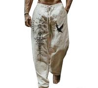 EUxrbanime Pantalones Viking para Hombre Pantalones Informales de Jogging con cordón y Estampado étnico de la mitología nórdica