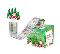 Euyehn Caja de dinero de Navidad, caja de dinero de Feliz Navidad para dinero en efectivo, soporte para dinero en efectivo con tarjeta de extracción y 50 bolsas de dinero para niños, niñas,
