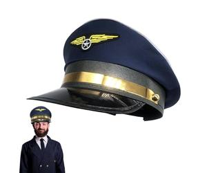 Euyehn Sombrero de avión,Gorro de piloto, Sombrero de capitán de aerolínea piloto azul marino para adulto, Gorro de piloto para fiesta temática de aerolínea, disfraz de avión, gorro de marinero, gorro