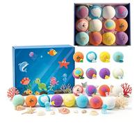 EUYIMOMO 12/24-Pack Ocean Bath Bombs for Kids Organic Bath Bombs Set,with Surprise Toys Inside Ocean-Themed Bath Salts Sensory Play Bathtime Gift for Boys & Girl(24pcs)